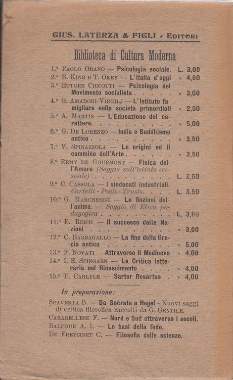 LA CRITICA LETTERARIA NEL RINASCIMENTO di Spingarn 1905 Laterza Libro …