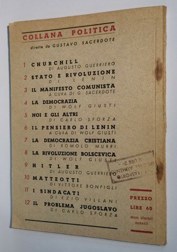 LA DEMOCRAZIA di Wolf Giusti 1945 cosmopolita editore collana politica …