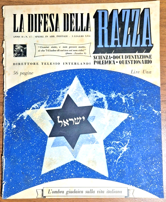 LA DIFESA DELLA RAZZA 1939 ANNO II n 17 Rivista …