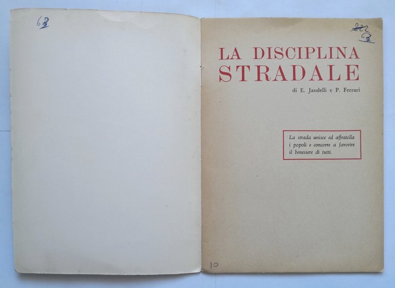 LA DISCIPLINA STRADALE di Jandelli e Ferrari libro Bemporad Marzocco …