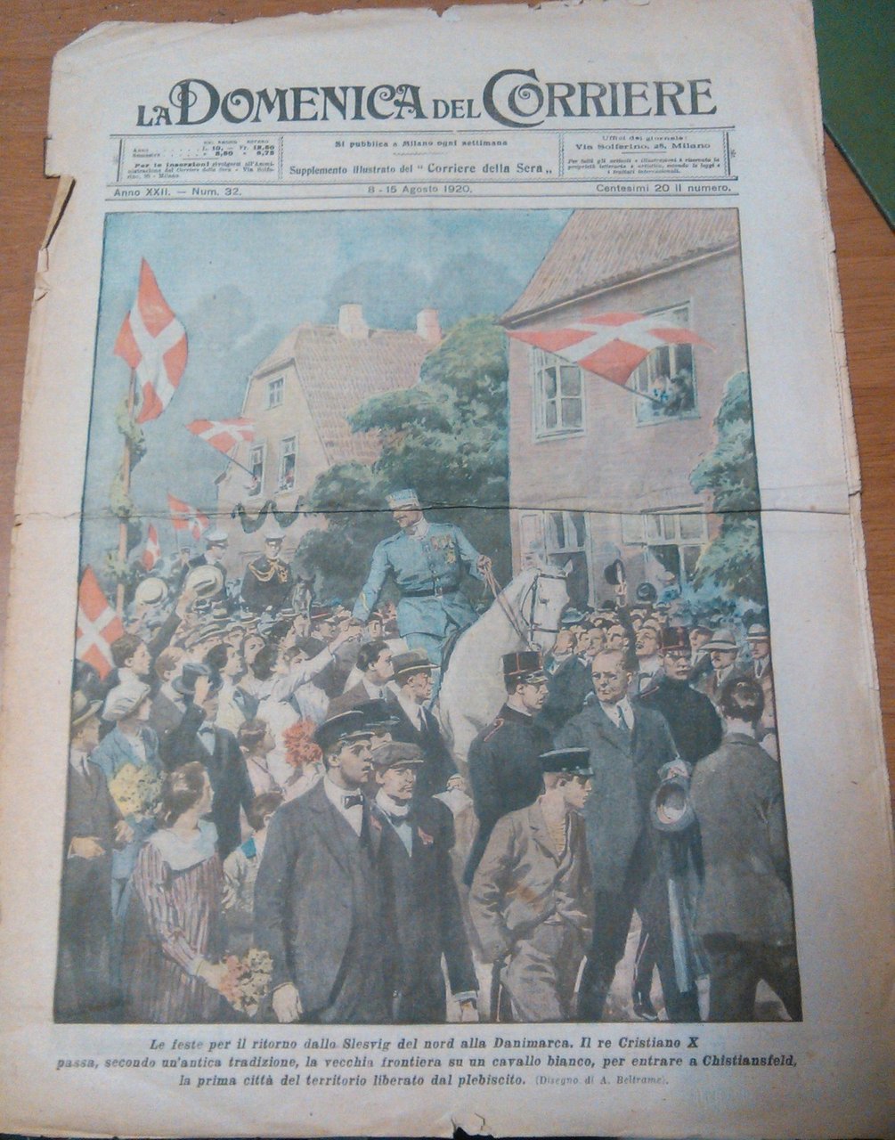 LA DOMENICA DEL CORRIERE 08/08/1920 re Cristiano X di Danimarca …