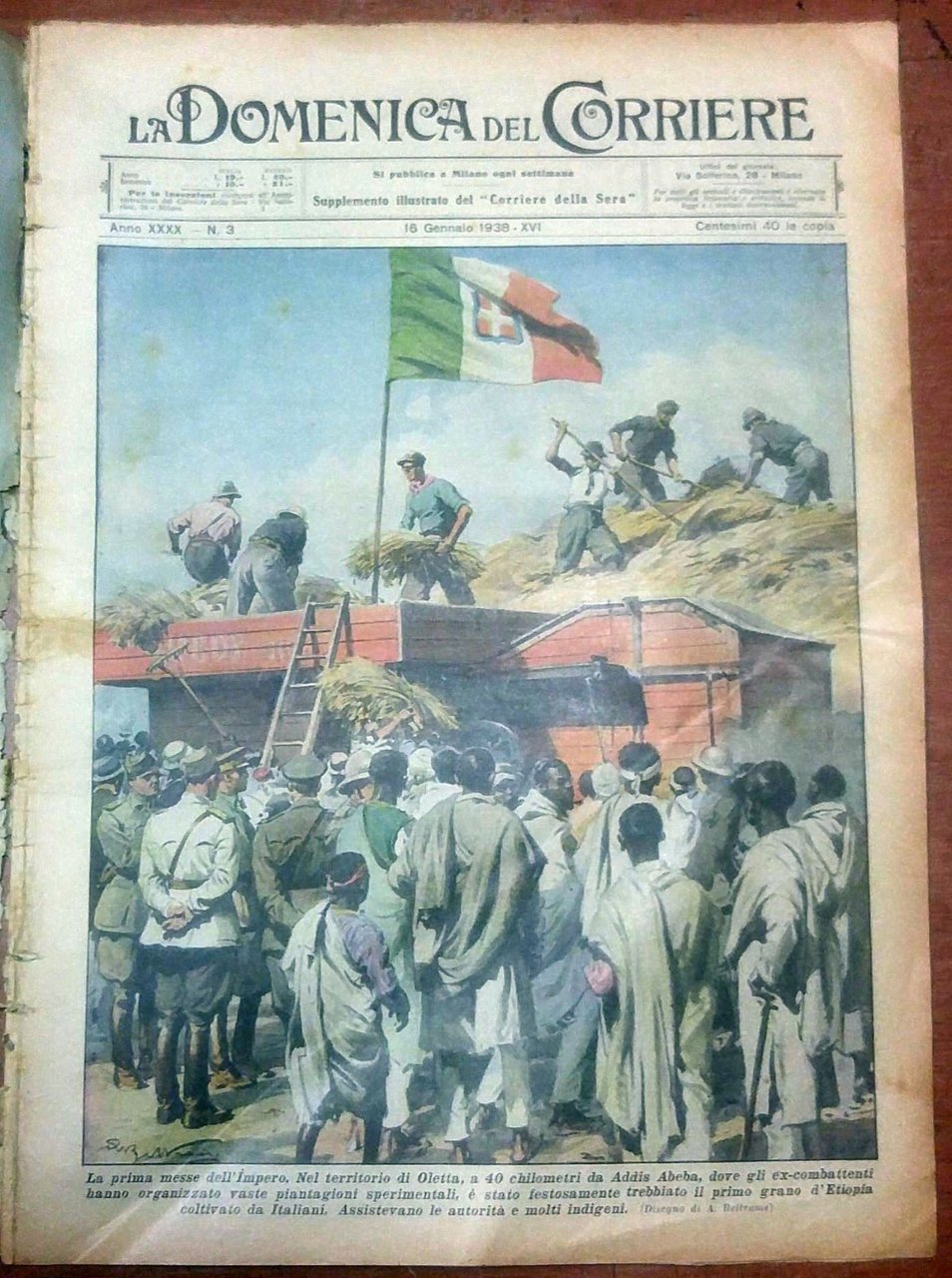 LA DOMENICA DEL CORRIERE 16 gennaio 1938 prima messe impero …
