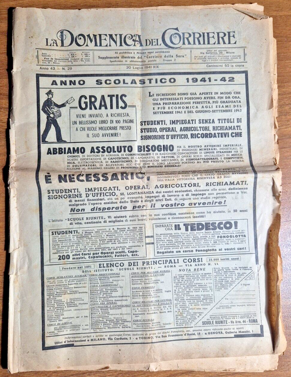 LA DOMENICA DEL CORRIERE 20 luglio 1941 avanzata tedesca in …