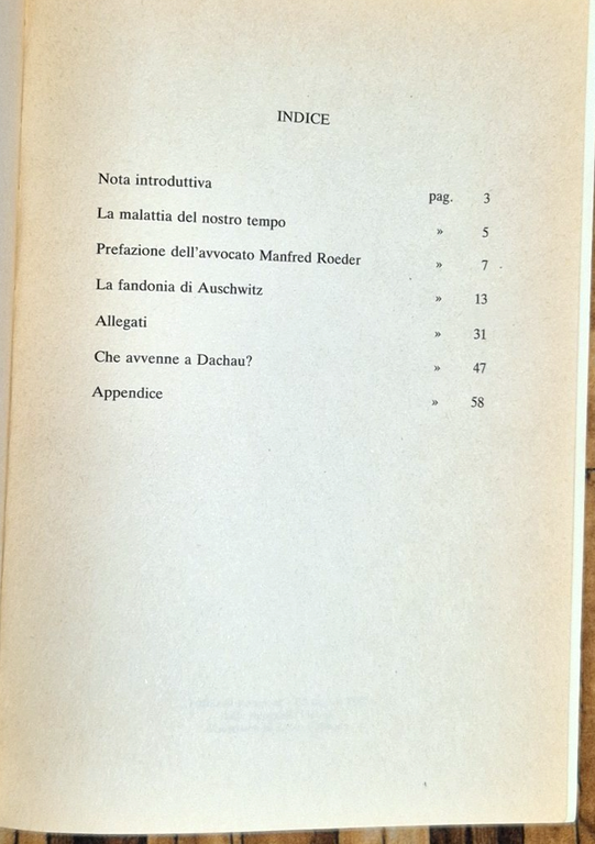 LA FANDONIA DI AUSCHWITZ di Christophersen 1984 Edizioni La Sfinge … | Immagine Gallery 4