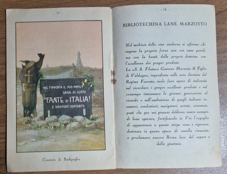 LA FANTERIA l’esercito italiano Marzotto 1934 libro illustrato Bibliotechina