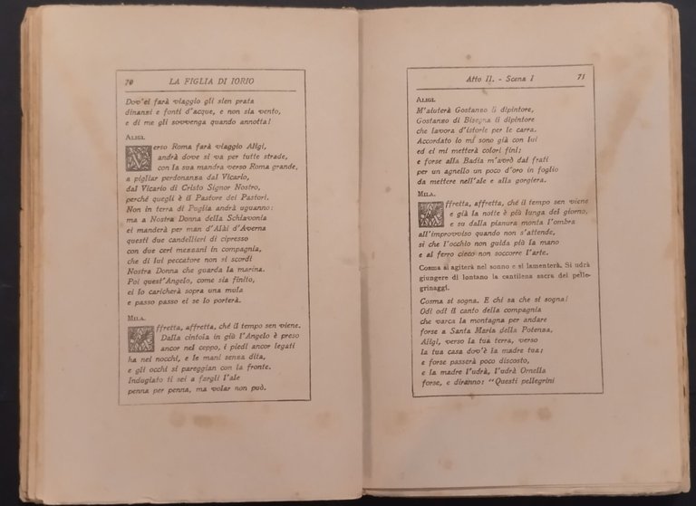 LA FIGLIA DI IORIO TRAGEDIA PASTORALE Gabriele D'Annunzio 1920 Treves …