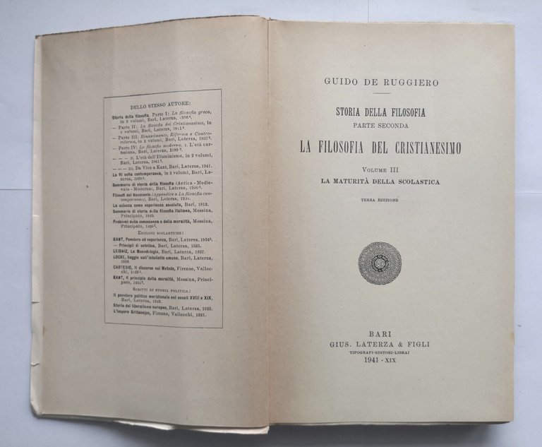 LA FILOSOFIA DEL CRISTIANESIMO volume 3 di Guido De Ruggiero …