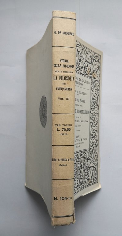 LA FILOSOFIA DEL CRISTIANESIMO volume 3 di Guido De Ruggiero …