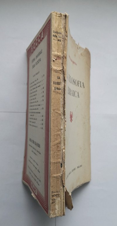 LA FILOSOFIA EBRAICA di Ermenegildo Bertola 1947 Fratelli Bocca libro