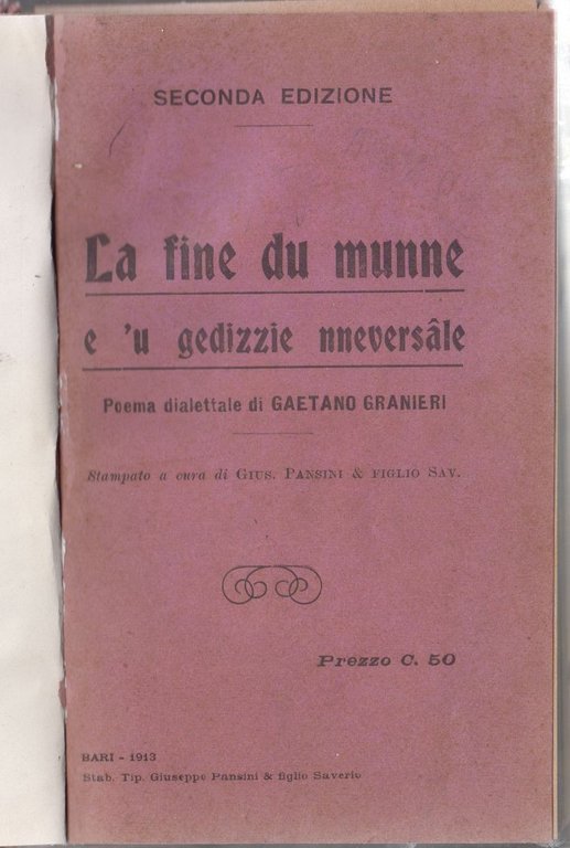 LA FINE DU MUNNE E U GEDDIZIE NNEVERSALE di Gaetano …