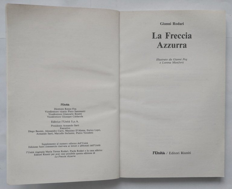 LA FRECCIA AZZURRA di Gianni Rodari 1990 l'Unità Editori Riuniti …