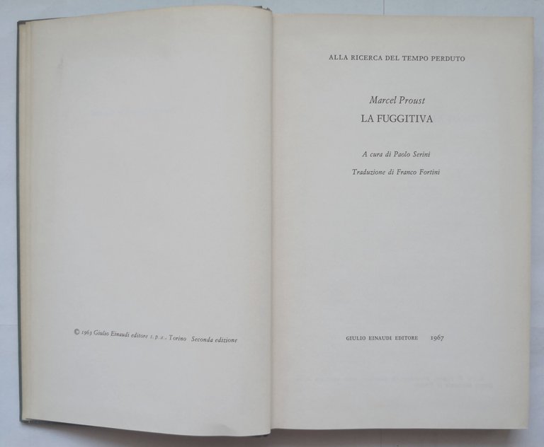 LA FUGGITIVA di Marcel Proust 1967 Einaudi Nuova Universale NUE …