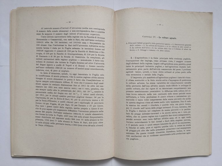 LA GEOGRAFIA DELLA PUGLIA di Carmelo Colamonico 1926 Editrice Cressati …