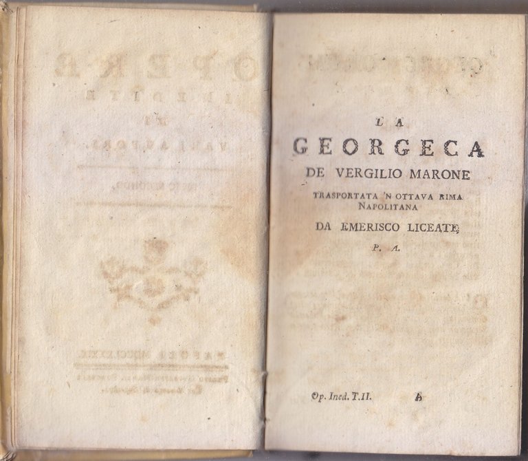 LA GEORGECA DE VERGILIO MARONE trasportata in rima napoletana 1789 …