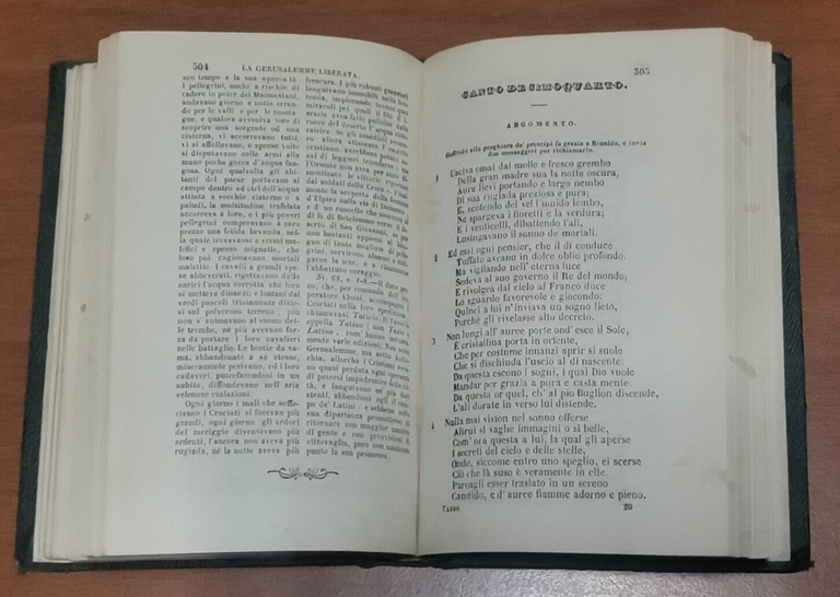 LA GERUSALEMME LIBERATA di Torquato Tasso 1856 Rondinella Libro Antico …