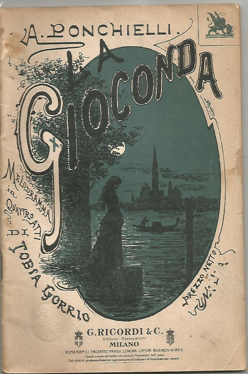 LA GIOCONDA di Ponchielli 1908 Ricordi libretto opera SOLO TESTO