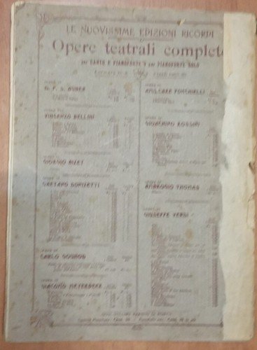 LA GIOCONDA di Ponchielli PIANOFORTE SOLO spartito completo 1918 Ricordi …