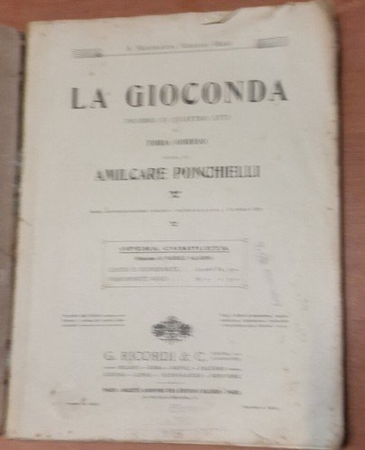 LA GIOCONDA di Ponchielli PIANOFORTE SOLO spartito completo 1918 Ricordi …