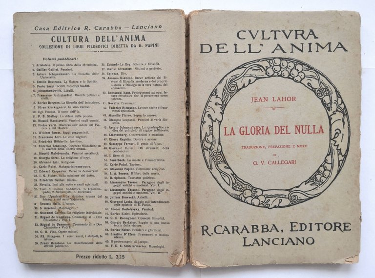 LA GLORIA DEL NULLA di Jaen Lahor Libro Editore Carabba …