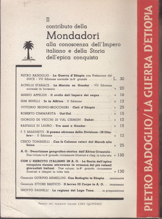 LA GUERRA D’ETIOPIA di Pietro Badoglio Ristampa Anastatica Mondadori 1985 …