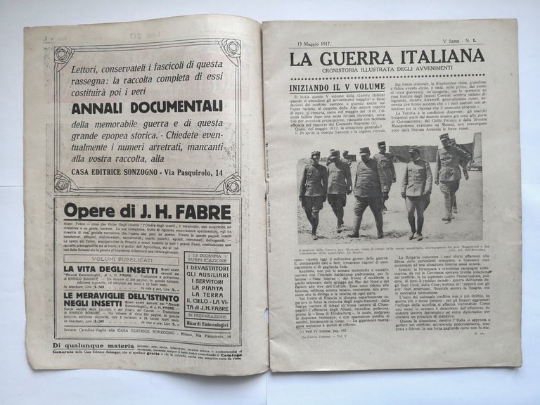 LA GUERRA ITALIANA 19 maggio 1917 Sonzogno rivista cronistoria illustrata …