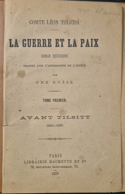 La Guerre Et La Paix volume 1 di Leon Tolstoj …