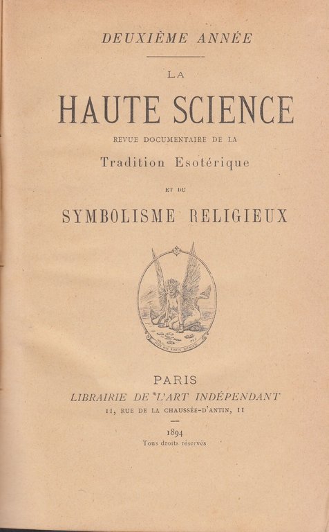 LA HAUTE SCIENCE 2 volumi premiere deuxieme annee 1893 1894 …