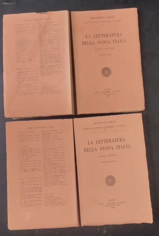 LA LETTERATURA DELLA NUOVA ITALIA di Benedetto Croce 2 Volumi …