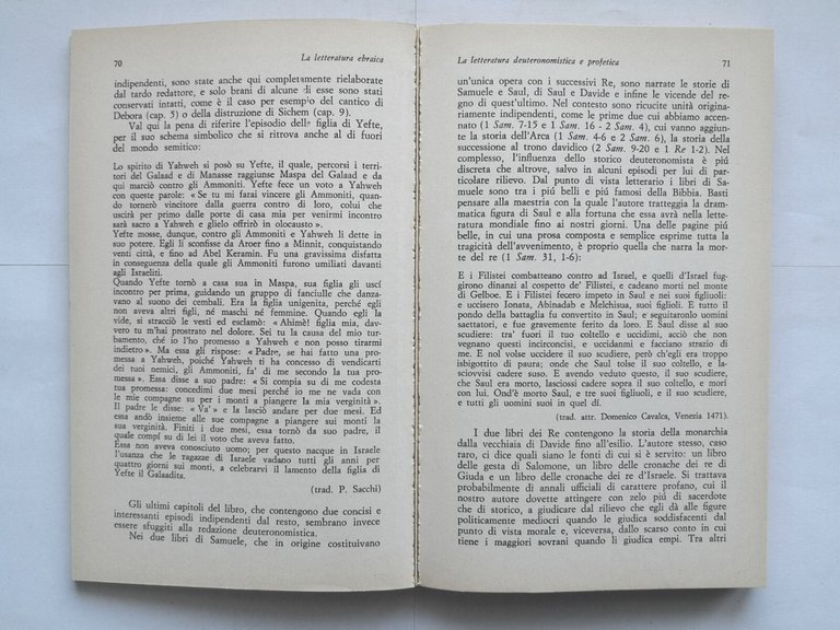 LA LETTERATURA EBRAICA di Franco Michelini Tocci 1970 Sansoni Academia …