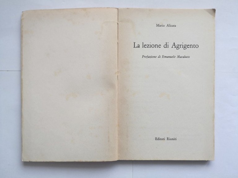 LA LEZIONE DI AGRIGENTO di Mario Alicata 1966 Editori Riuniti …