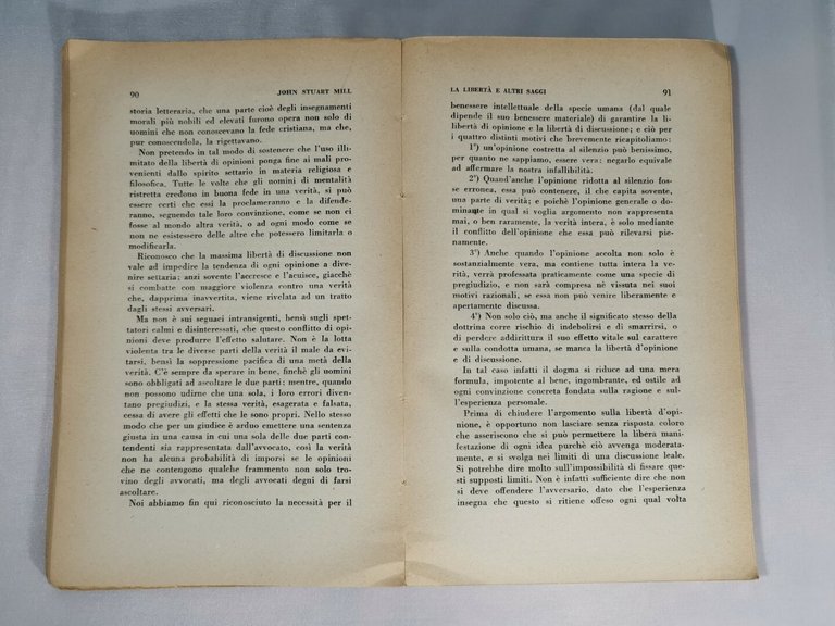 LA LIBERTÀ E ALTRI SAGGI di John Stuart Mill 1946 …