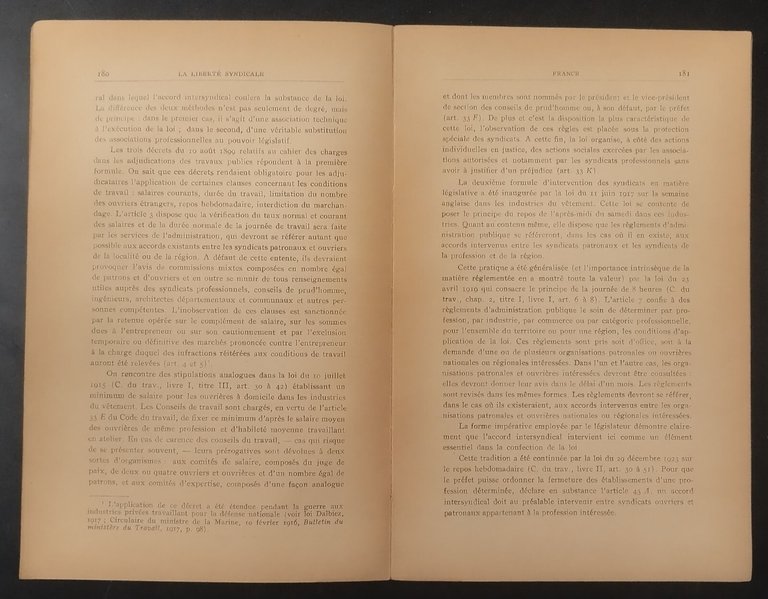 LA LIBERTÈ SYNDICALE Bureau International du Travail Volume 2 1927 …