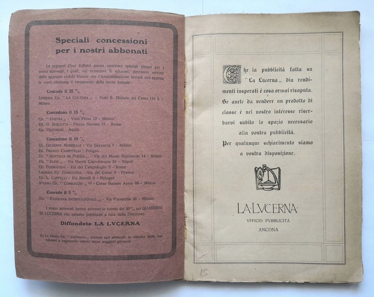 LA LUCERNA anno IV fascicolo XIII 1927 Luigi Panzini rivista …