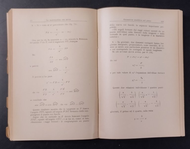 LA MATEMATICA CHE SERVE di Garnier 1945 Hoepli Libro algebra …