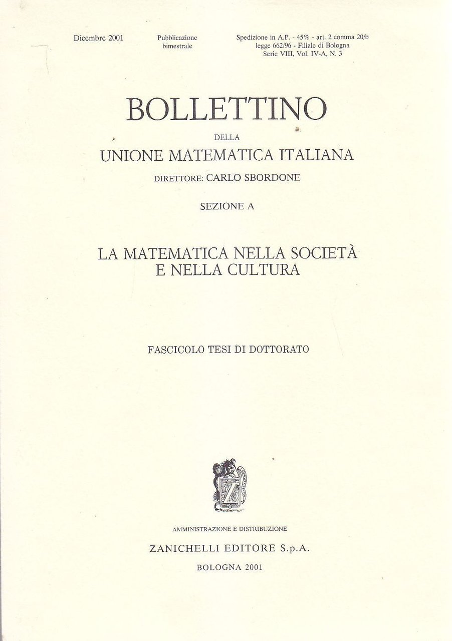 LA MATEMATICA NELLA SOCIETA' E CULTURA bollettino unione matematica 2001 …