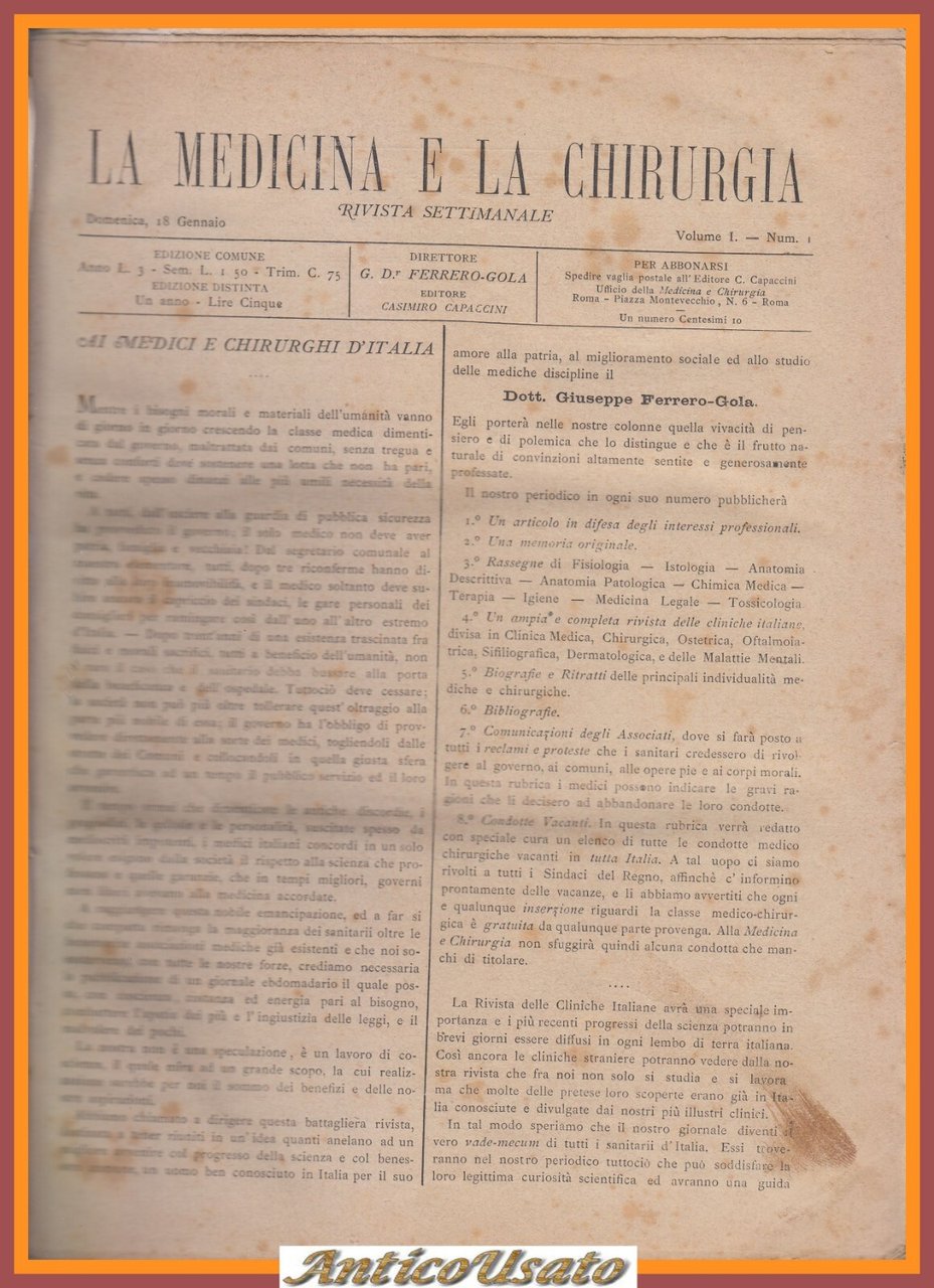 LA MEDICINA E LA CHIRURGIA rivista settimanale 1880 1881 3 …