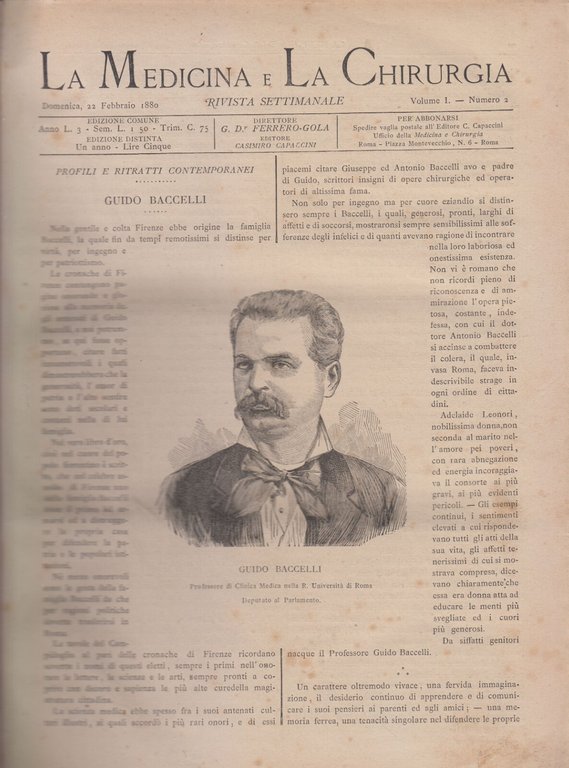 LA MEDICINA E LA CHIRURGIA rivista settimanale 1880 1881 3 …