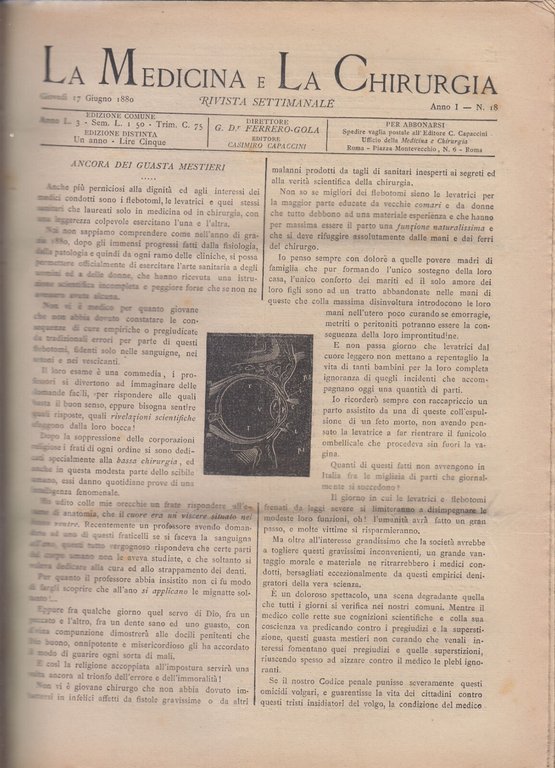 LA MEDICINA E LA CHIRURGIA rivista settimanale 1880 1881 3 …