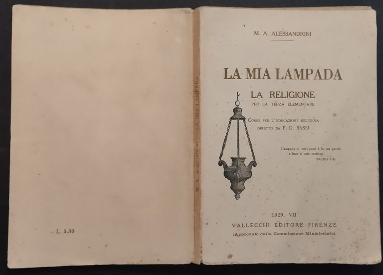 LA MIA LAMPADA RELIGIONE PER TERZA ELEMENTARE di Alessandrini 1929 …