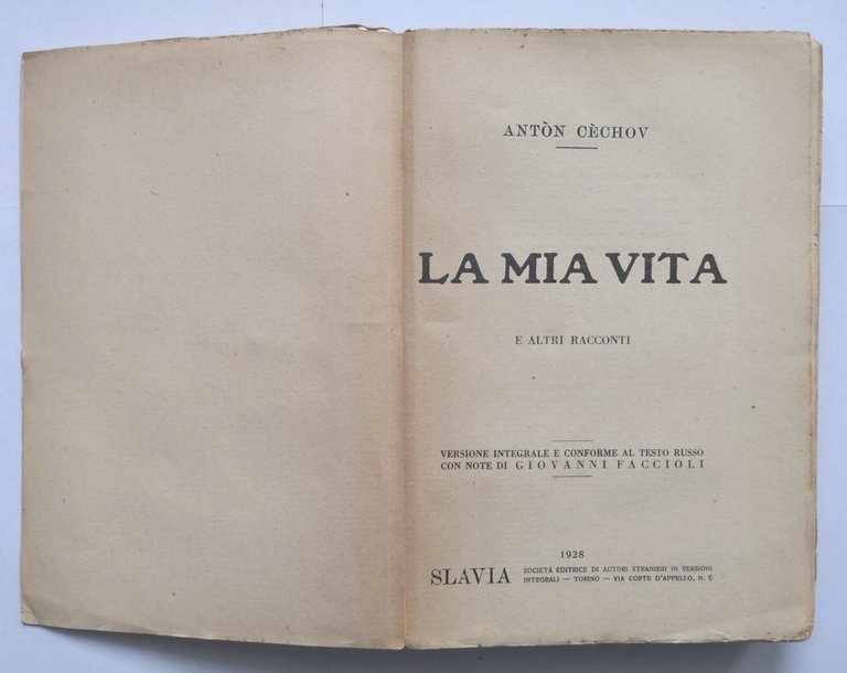 LA MIA VITA e altri racconti di Anton Cechov 1928 …