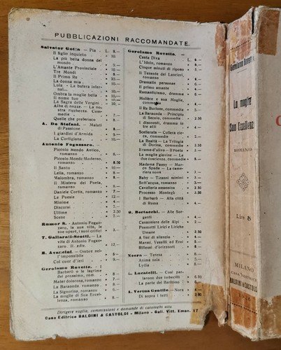 LA MOGLIE DI SUA ECCELLENZA di Gerolamo Rovetta 1926 Baldini …