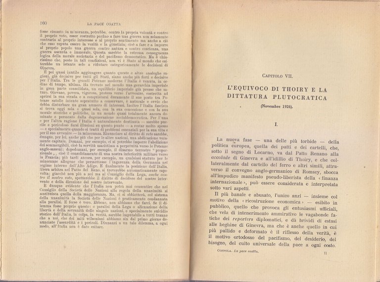 LA PACE COATTA di Francesco Coppola 1929 Treves libro fascismo …
