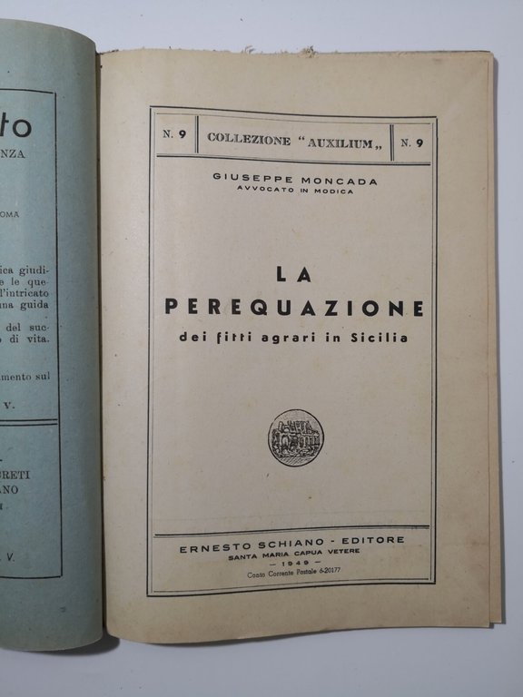 LA PEREQUAZIONE DEI FITTI AGRARI IN SICILIA di Moncada 1949 …