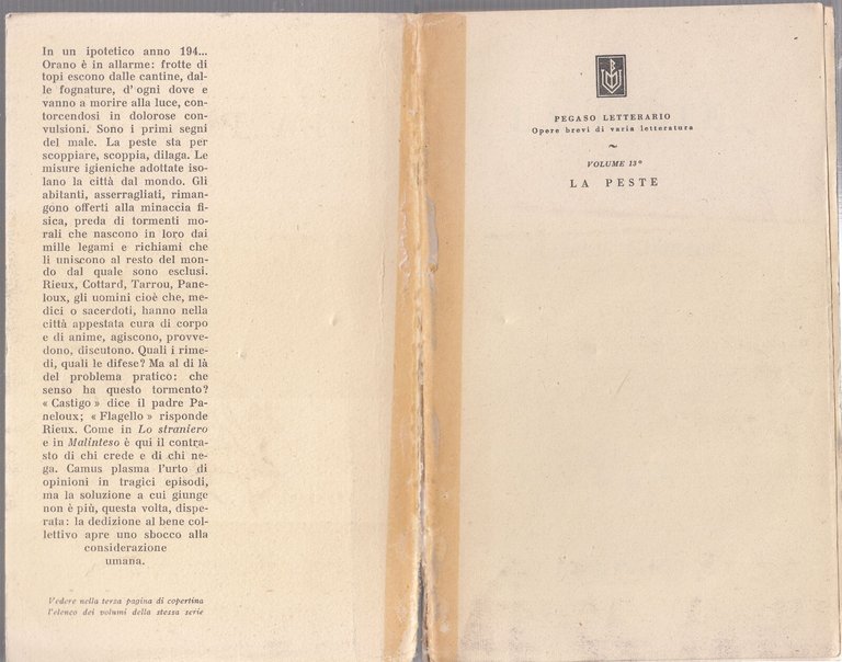 LA PESTE di Albert Camus 1948 I edizione Bompiani libro …