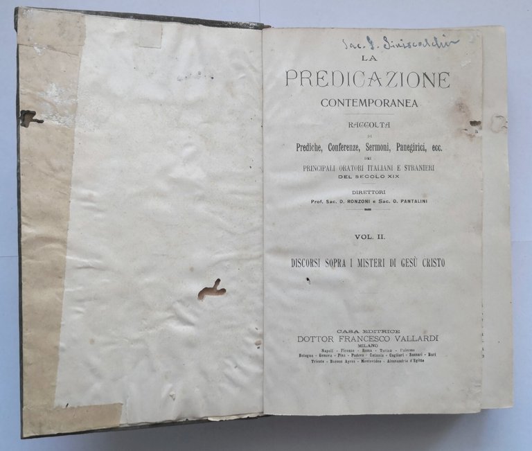 LA PREDICAZIONE CONTEMPORANEA volume 2 misteri Gesù Cristo 1903 Vallardi …