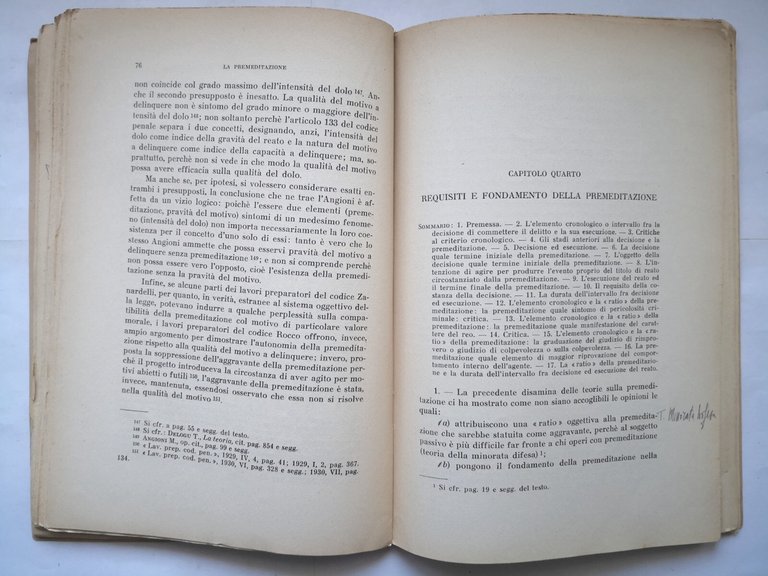 LA PREMEDITAZIONE di Enrico Contieri 1952 Eugenio Jovene Libro Diritto …