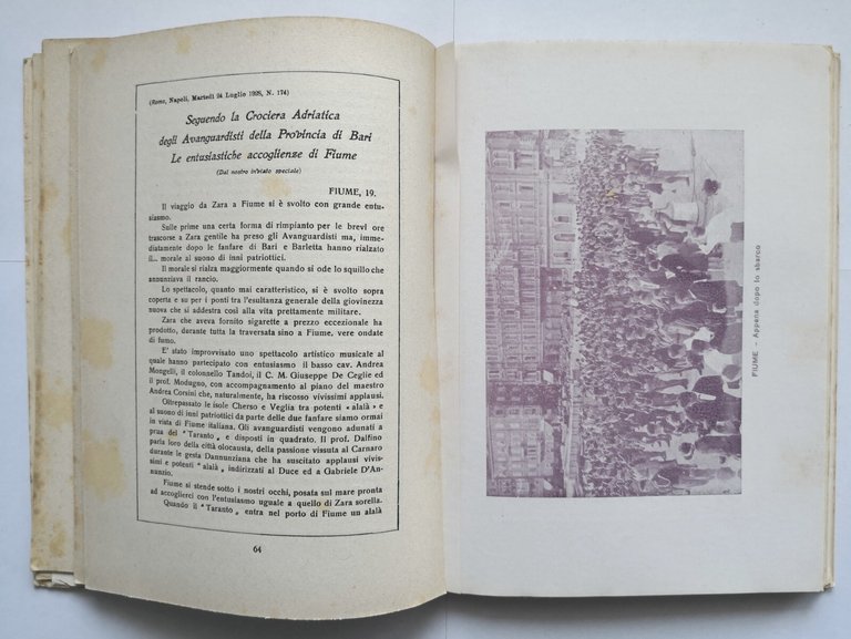 LA PRIMA CROCIERA ADRIATICA DEGLI AVANGUARDISTI TERRA BARI 1928 Trizio …