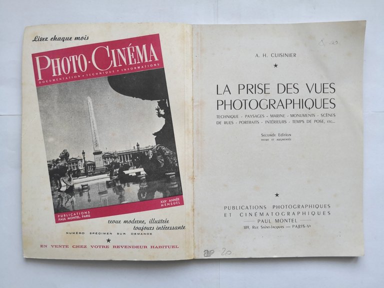 LA PRISE DES VUES PHOTOGRAPHIQUES di Cuisinier 1950 Paul Montel …