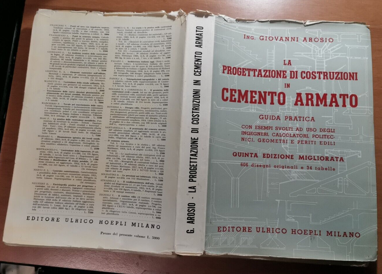 LA PROGETTAZIONE DI COSTRUZIONI IN CEMENTO ARMATO Arosio 1961 Hoepli …