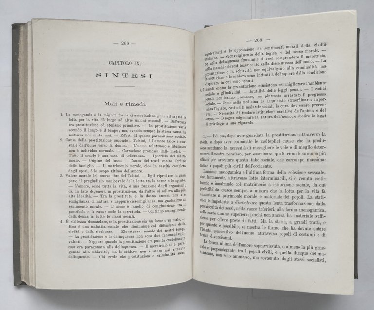 LA PROSTITUZIONE saggio di statistica morale di Tammeo 1890 Roux …